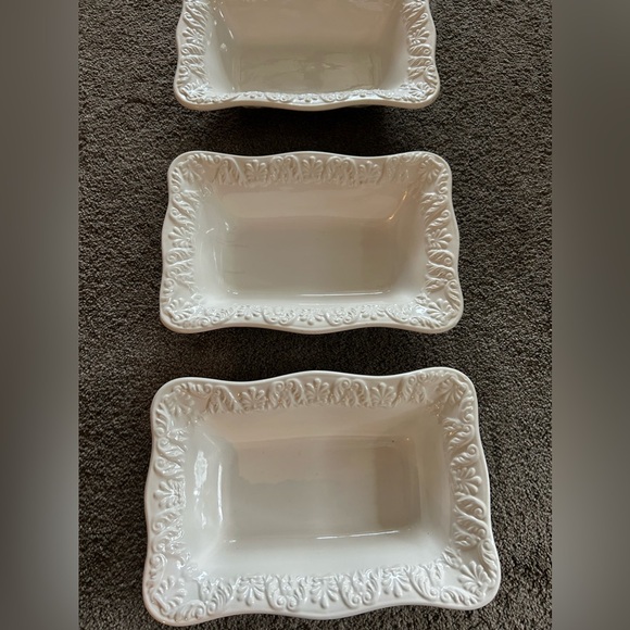 1950’s BIZZIRRI Made Italy Off White Scalloped Ceramic Rectangle Serving Dish x3 - Picture 2 of 11